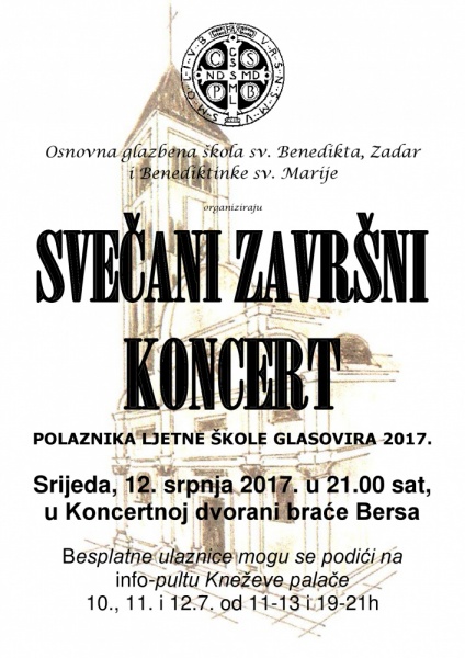 SVEČANI ZAVRŠNI KONCERT POLAZNIKA LJETNE ŠKOLE GLASOVIRA