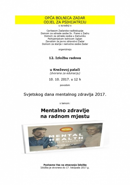 IZLOŽBA „MENTALNO ZDRAVLJE NA RADNOM MJESTU“