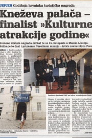 KNEŽEVA PALAČA finalist u kategoriji "KULTURNA ATRAKCIJA GODINE"