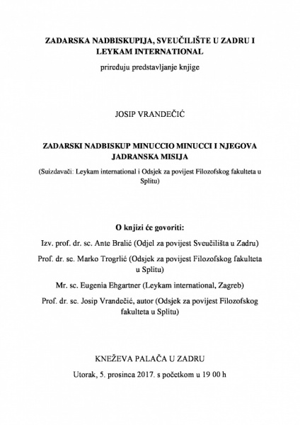 Zadarski nadbiskup Minuccio Minucci i njegova jadranska misija