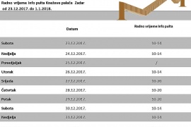 RADNO VRIJEME INFO PULTA OD 23.12.2017. DO 01.01.2018.