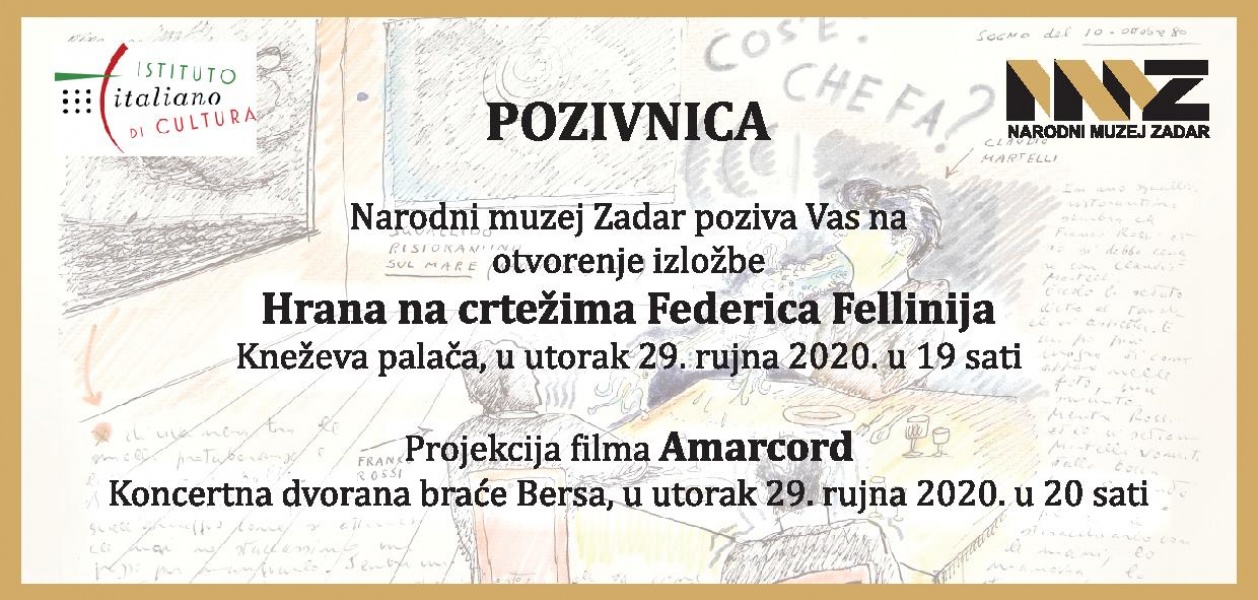 OTVORENJE IZLOŽBE „HRANA NA CRTEŽIMA FEDERICA FELLINIJA“ I PROJEKCIJA FILMA AMARCORD