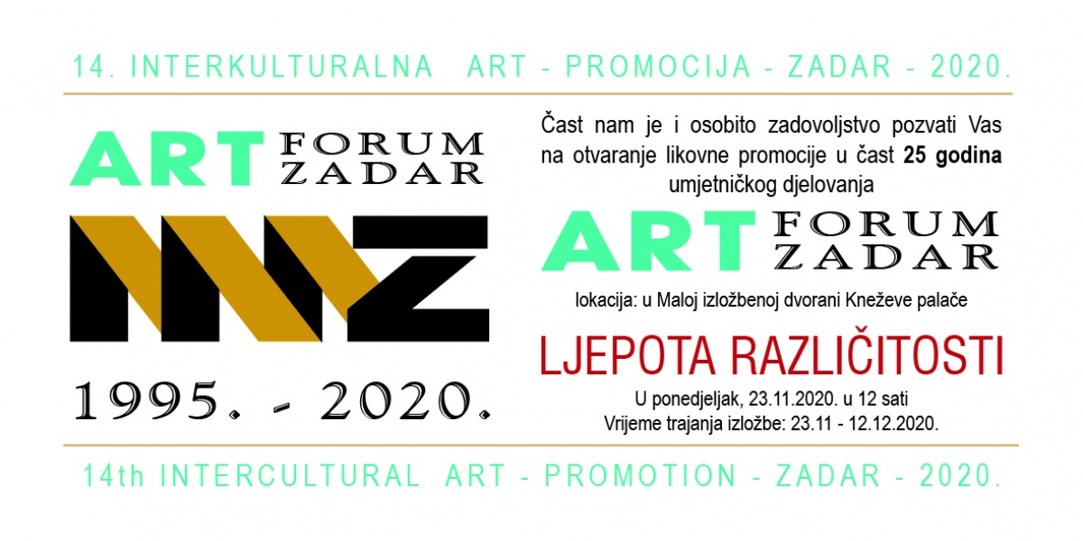 OTVORENJE IZLOŽBE - 14. INTERKULTURALNA ART – PROMOCIJA – ZADAR 2020. - LJEPOTA RAZLIČITOSTI